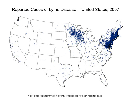 map of lyme disease in United State